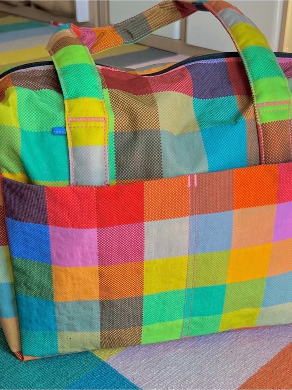 Baggu Madras Everyday Cloud Bag NWOT Rainbow Plaid Multi Color RARE!